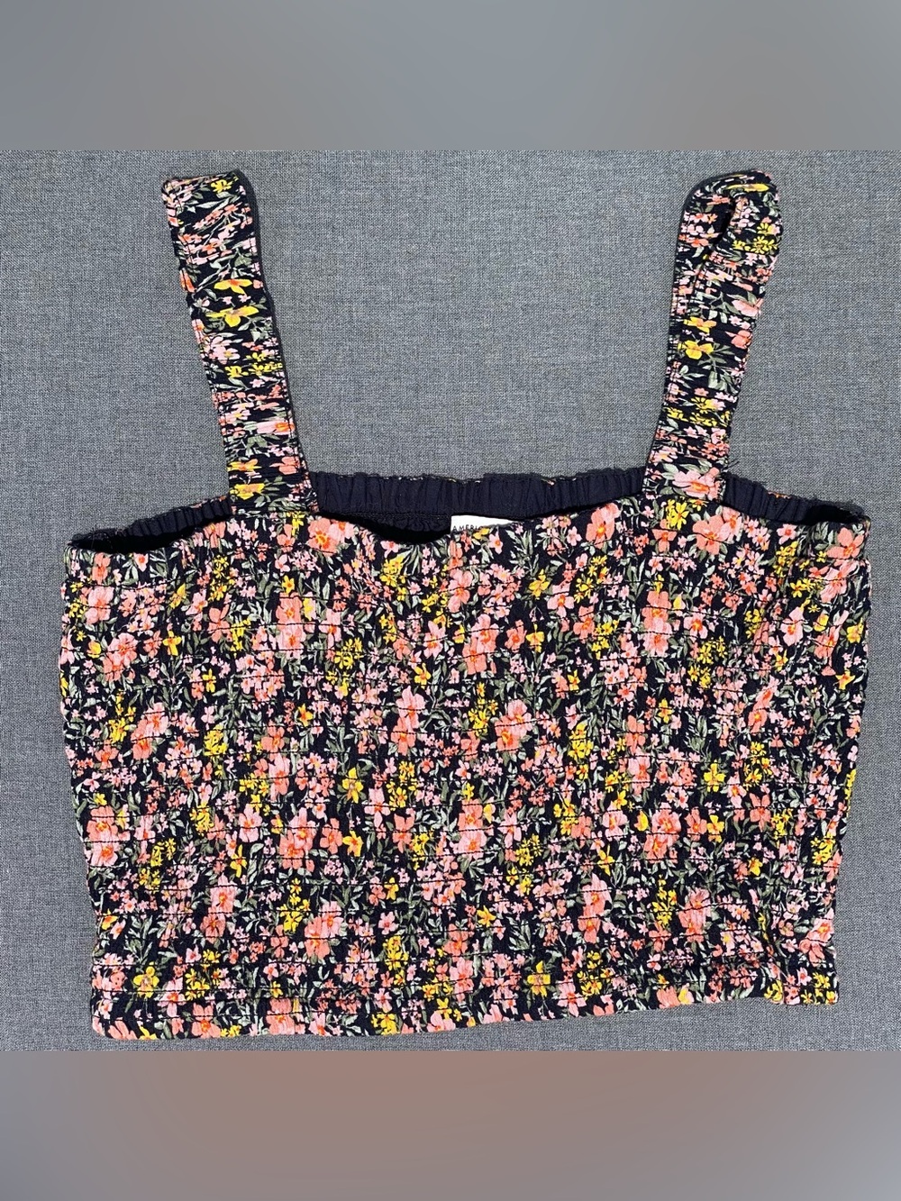 American Eagle 2020 Boho Floral Smocked Crop Tank Top Medium